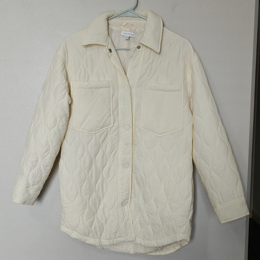 Topshop Quilted Cream Jacket - Picture 3 of 10